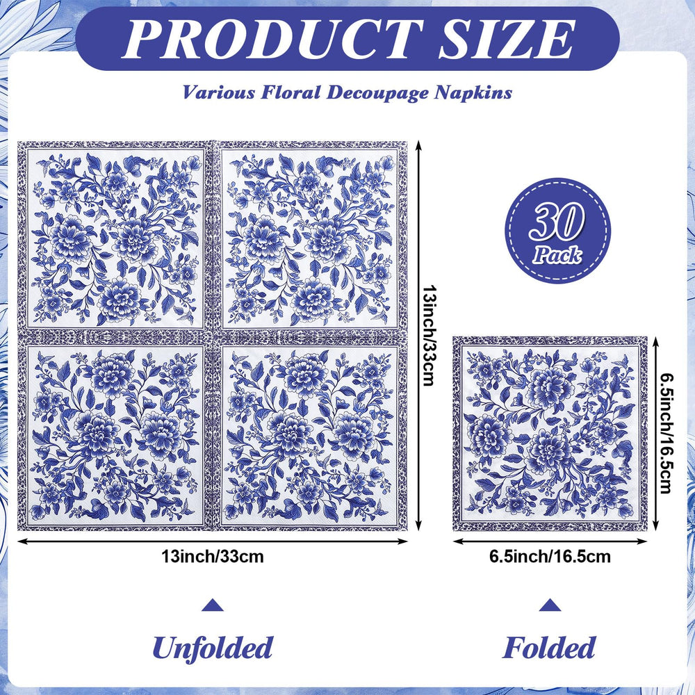 NatNarr blue white floral napkins collection close up for design inspiration