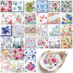 NatNarr 30-pack decoupage napkins with floral chinoiserie designs for creative crafts and DIY decor