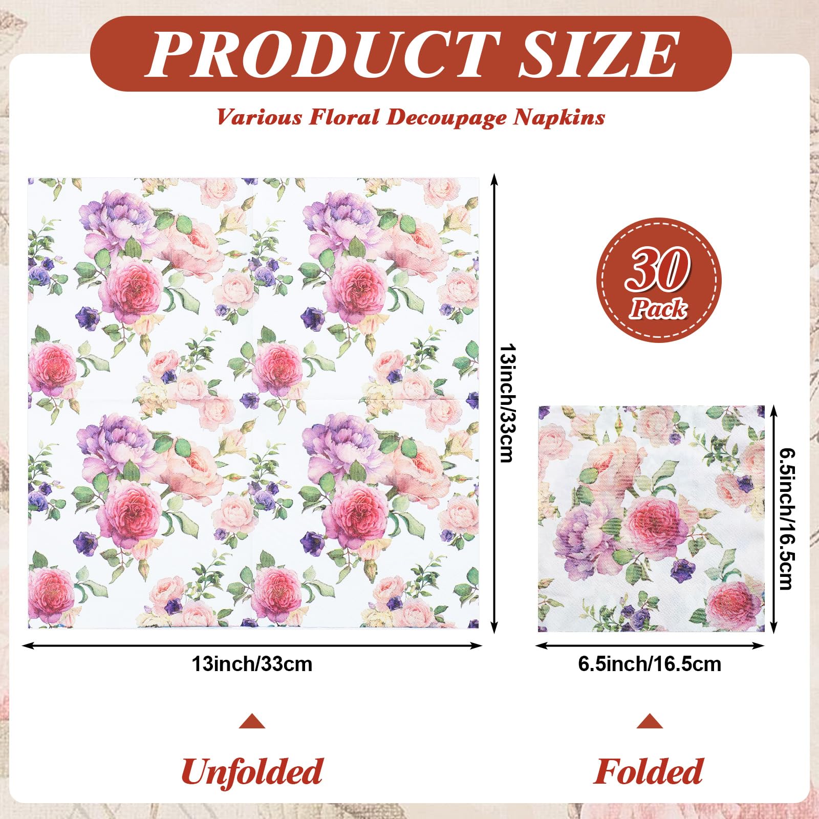 NatNarr floral chinoiserie napkins ideal for decoupage on shells, bottles, and frames