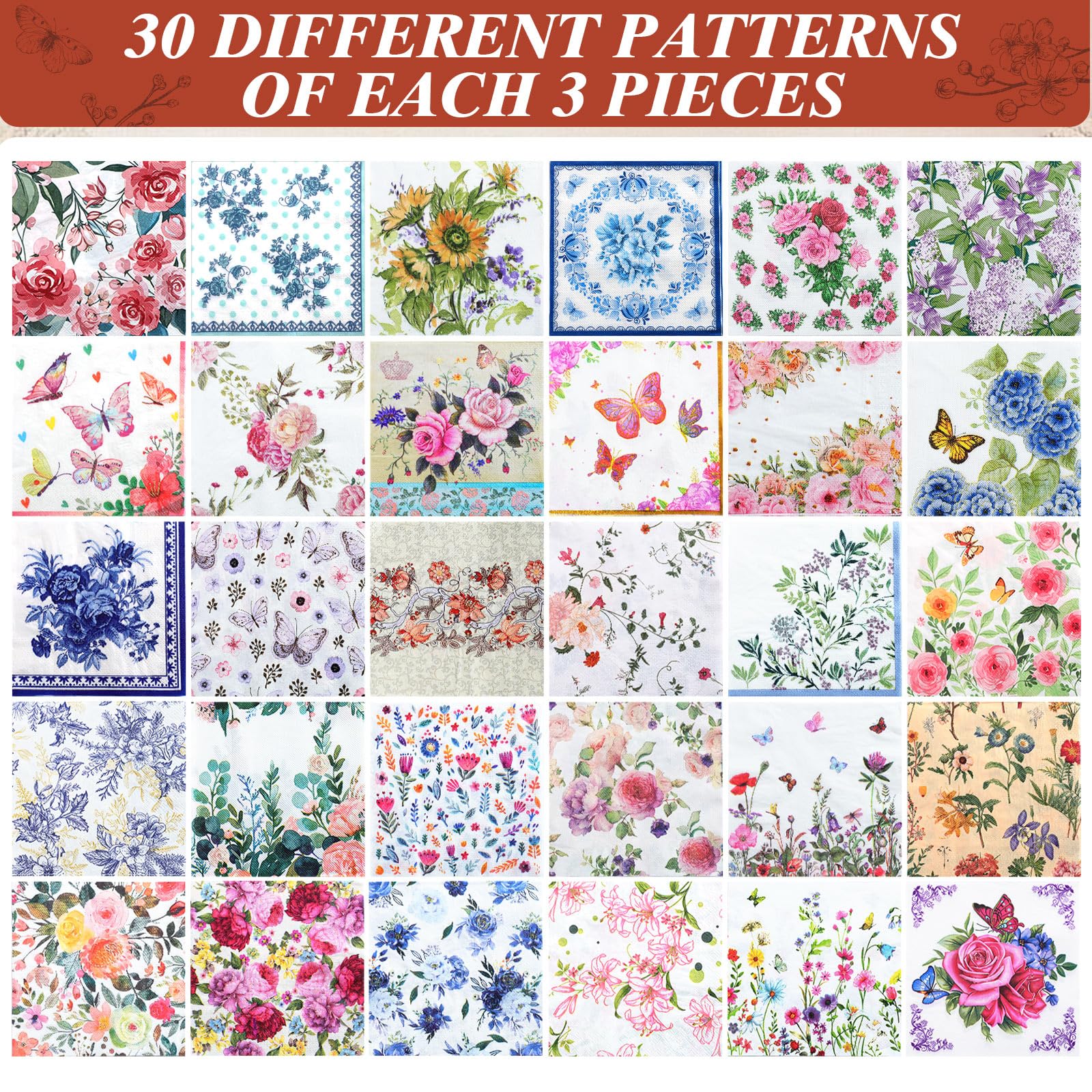 NatNarr decoupage napkins with bold florals for DIY home decor ideas