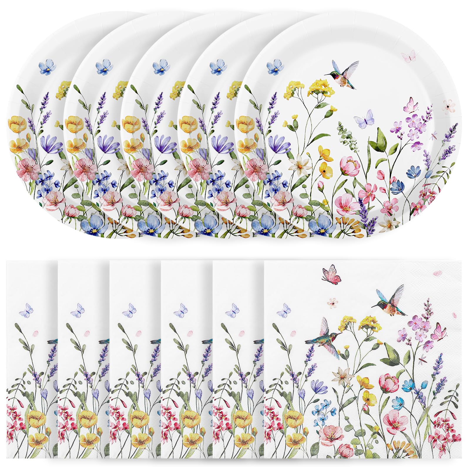 NatNarr wildflower plates 7in sturdy dinnerware for spring meals.