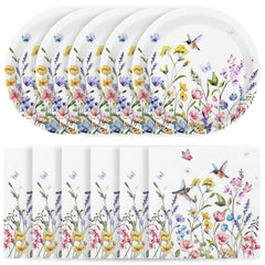 NatNarr wildflower plates 7in sturdy dinnerware for spring meals.