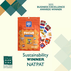 NATPAT Focus Patch close-up with essential oils for calm, focused study.