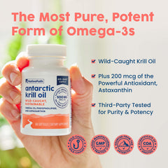 NativePath Krill Oil label detail emphasizes phospholipid form for absorption.