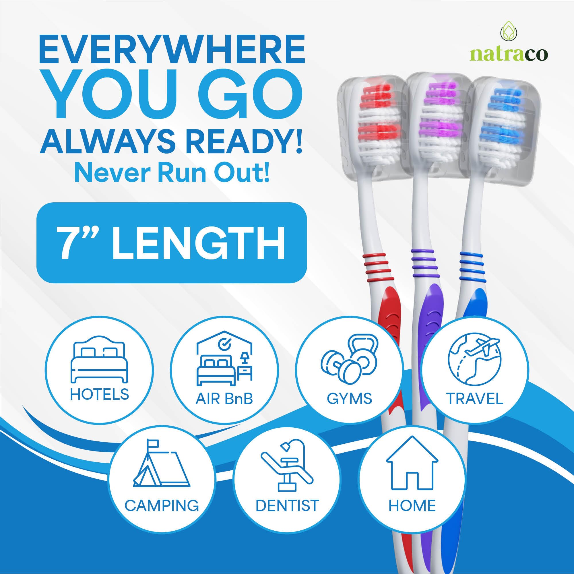 Natraco 7-inch toothbrush with ergonomic grip for comfortable brushing.