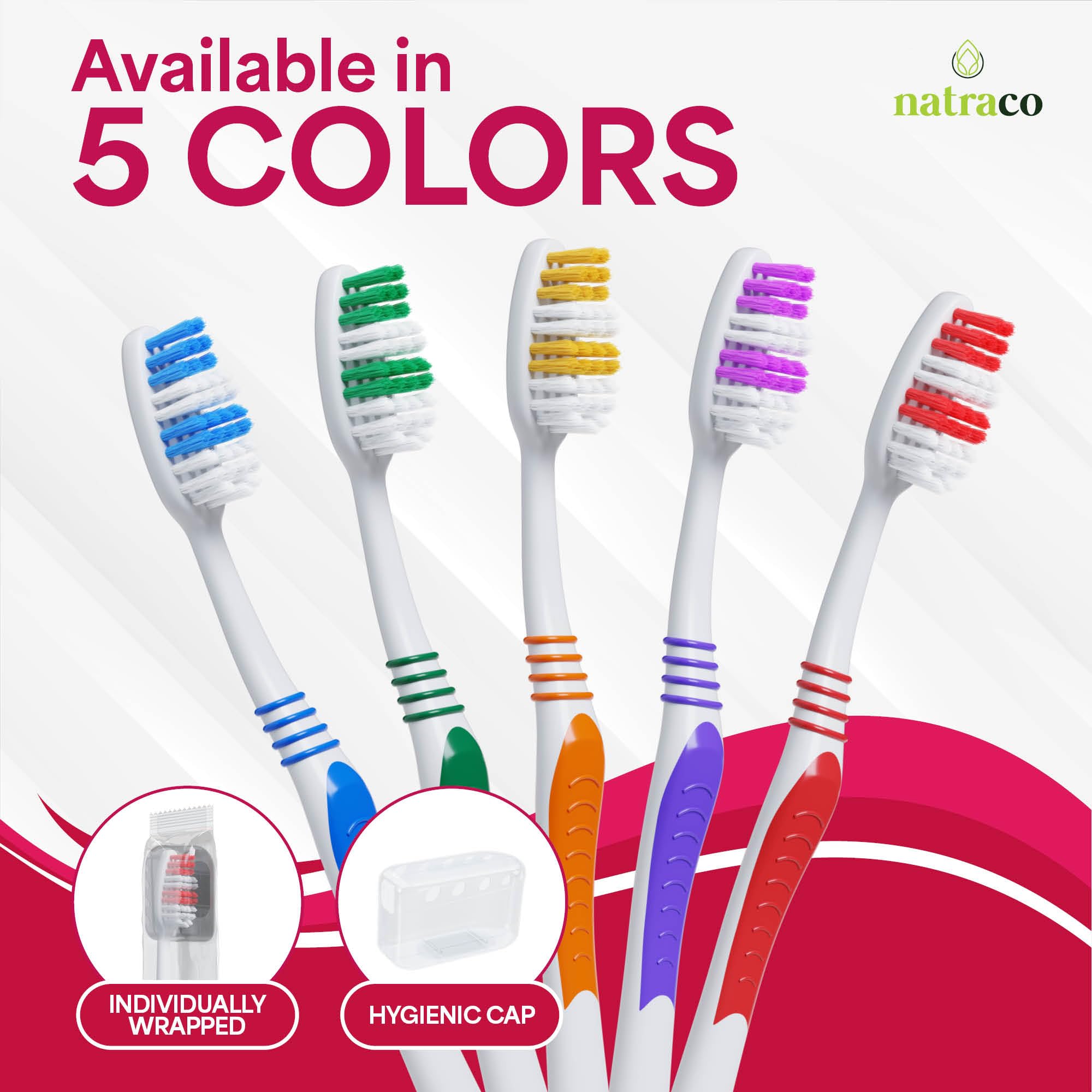 Natraco individually wrapped brushes for hygienic, grab-and-go use.