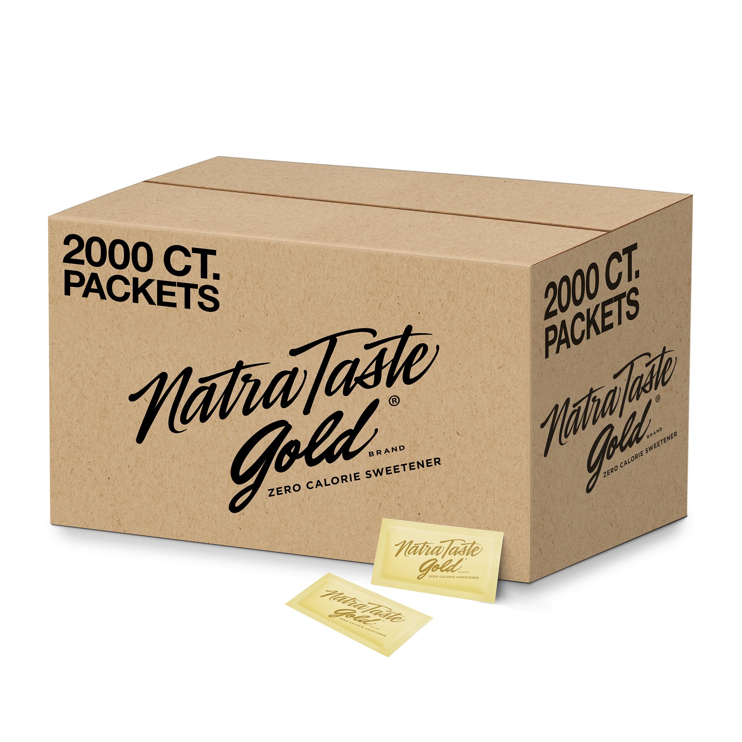 NatraTaste Gold zero calorie packets for coffee and tea add calorie-free sweetness.