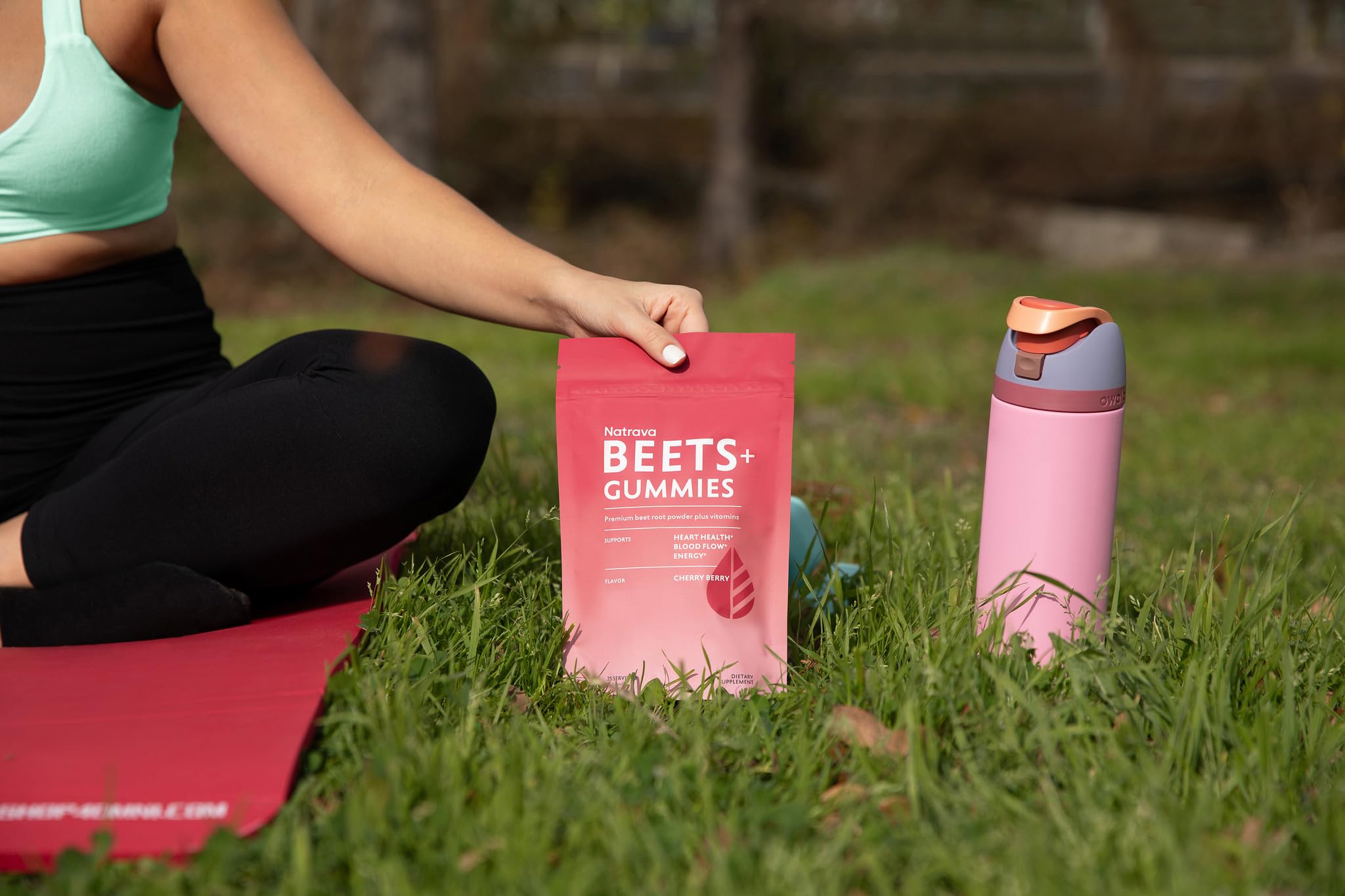 Gummies shown in a travel-friendly bottle for on-the-go use
