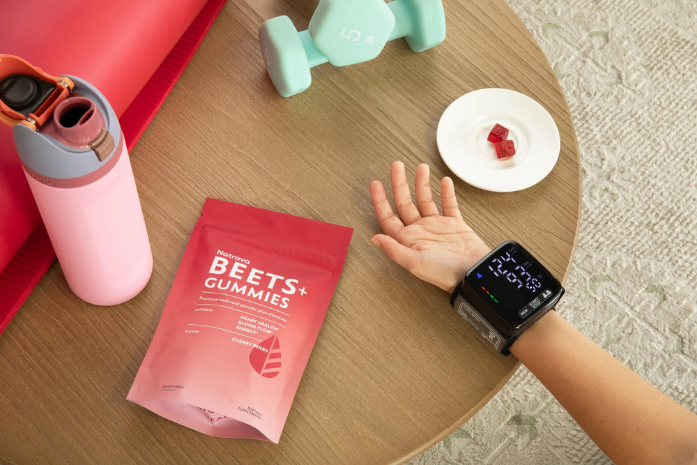 Vibrant gummies with brand seal emphasizing vegan and non-GMO
