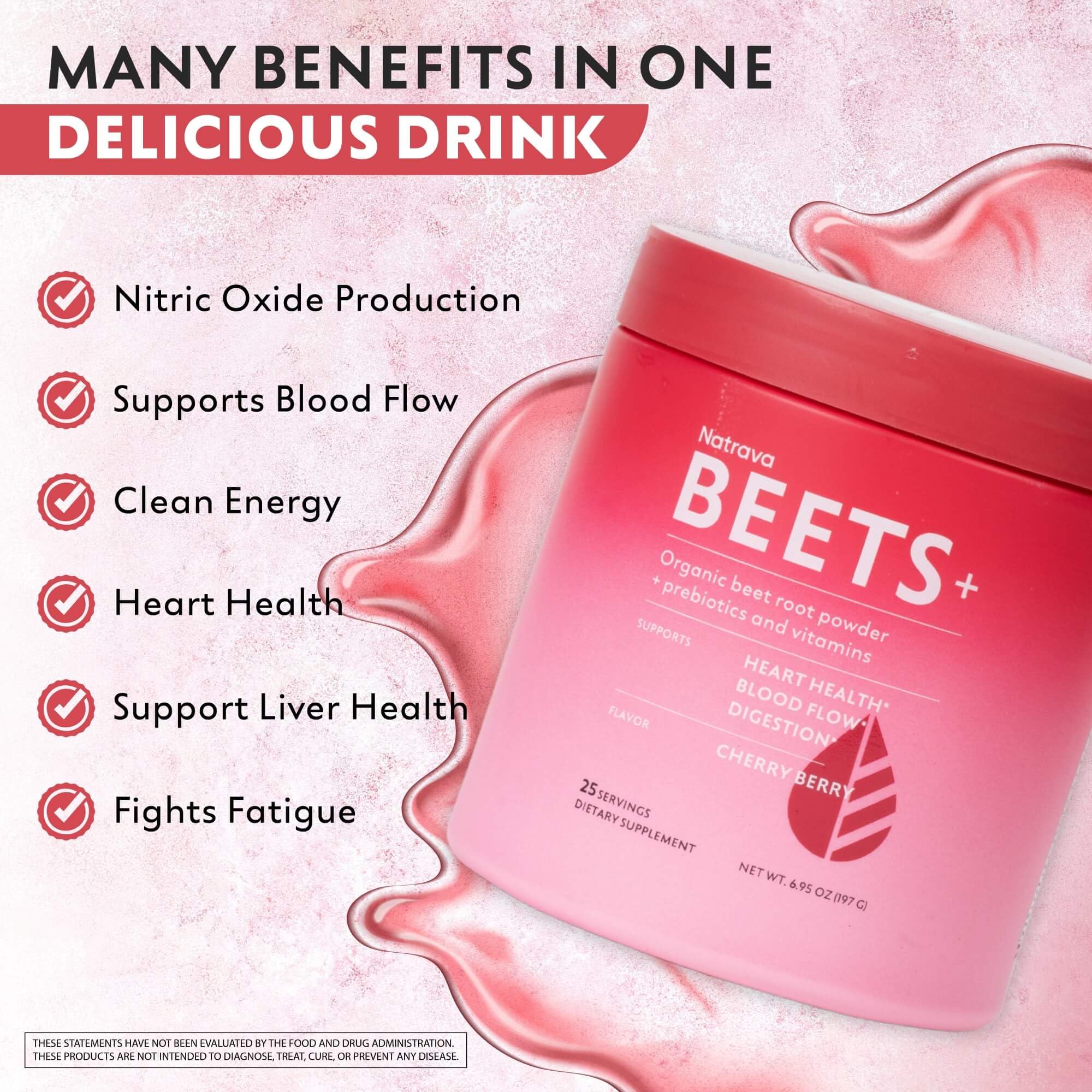 Natrava Beets+ scoop measures convenient servings for daily use.