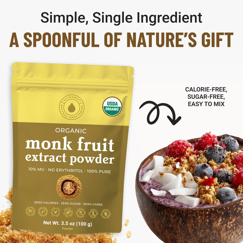 NatriSweet monk fruit powder used in baking as a natural substitute