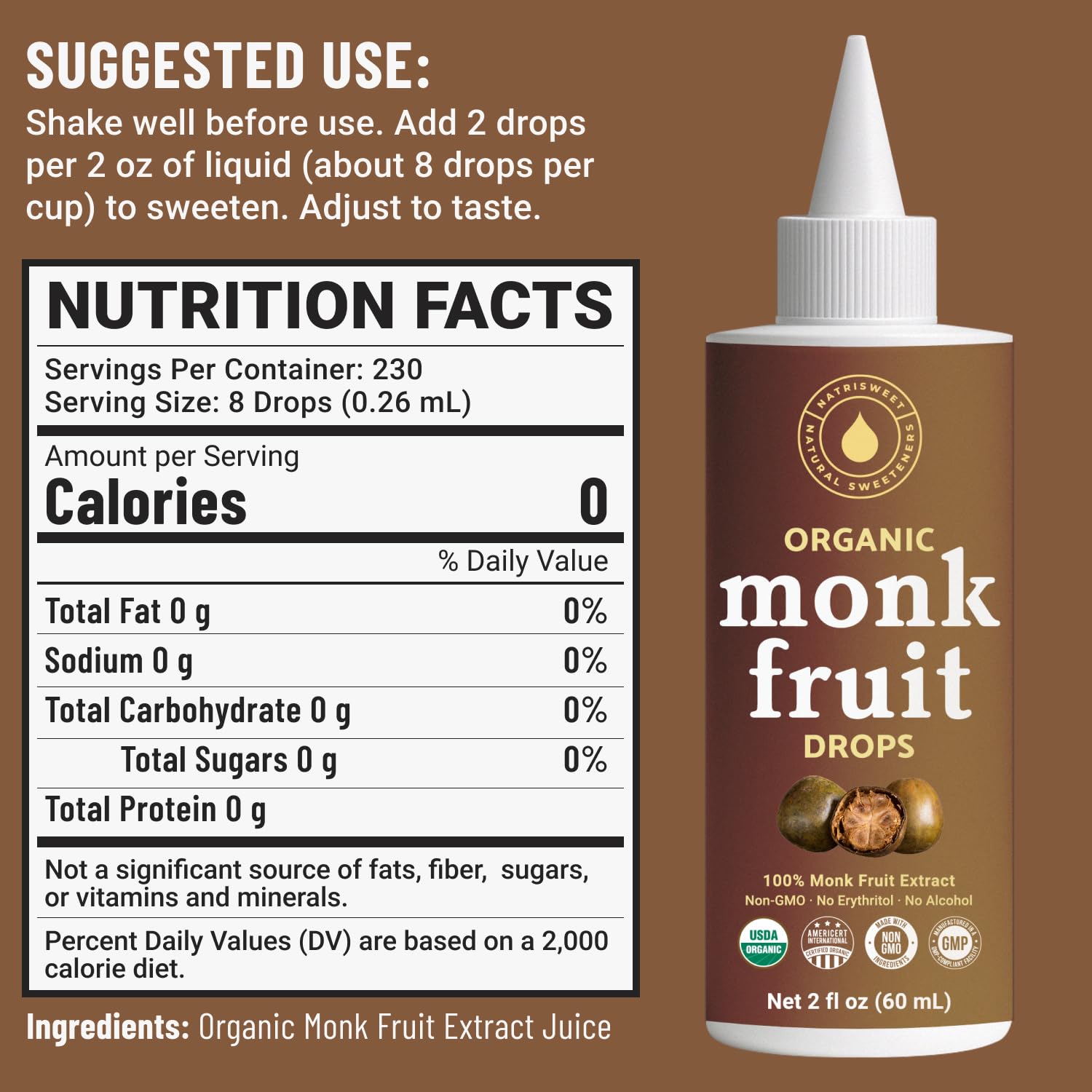 NatriSweet liquid sweetener drops pour smoothly into coffee or tea.