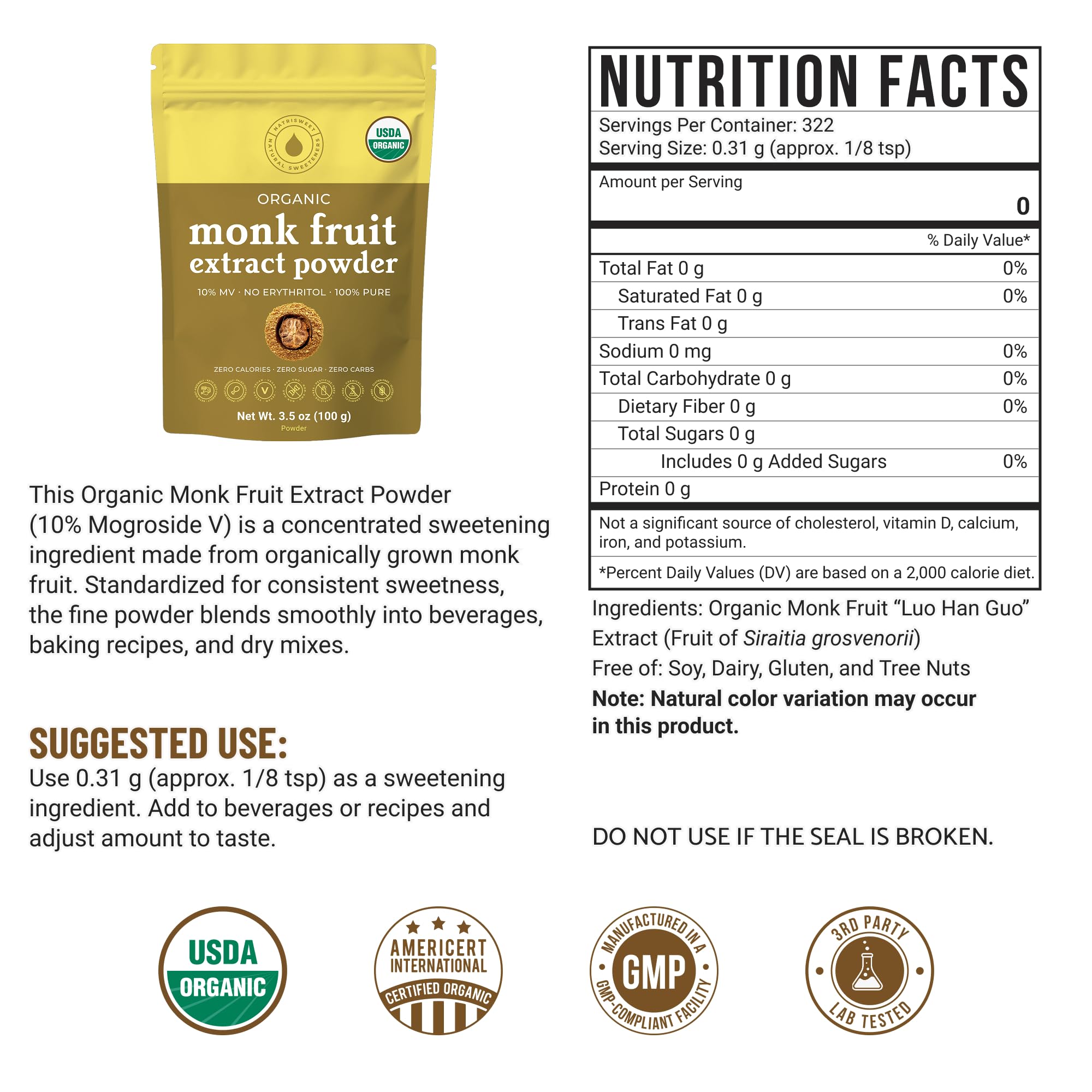 NatriSweet monk fruit powder scoop measuring precise portions for guilt-free treats