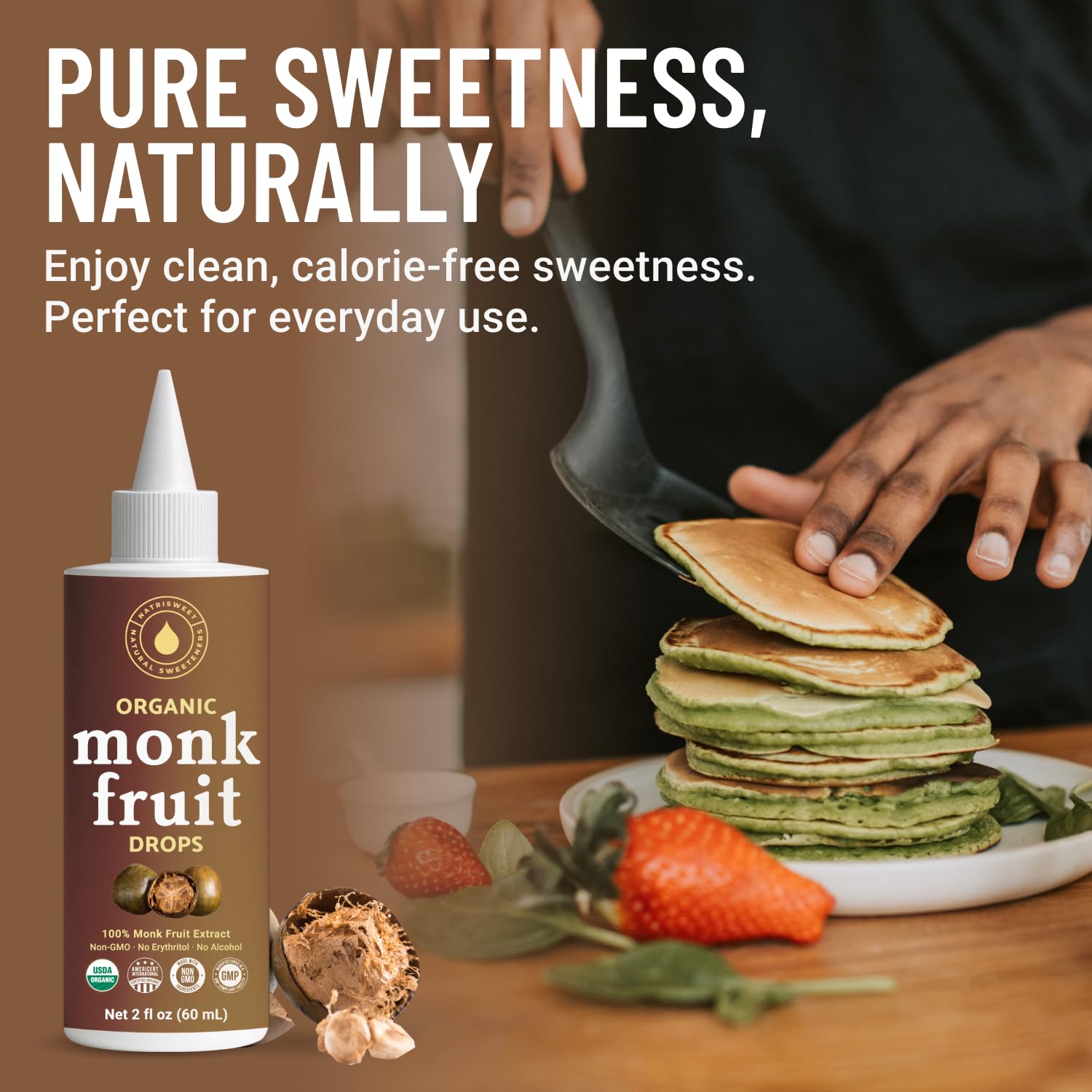 NatriSweet on-the-go bottle fits in bag for quick sweetness.