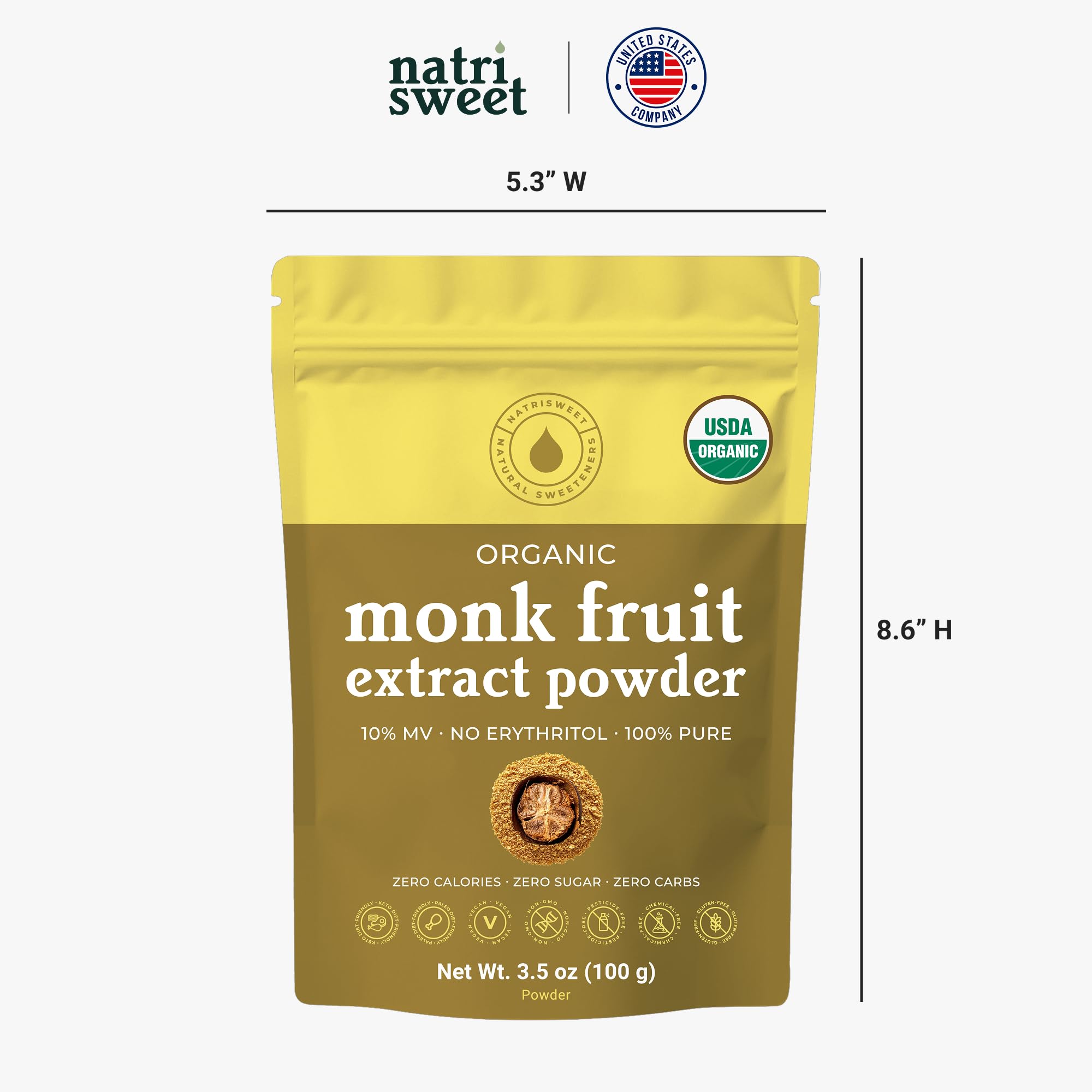 NatriSweet packaging highlights premium ingredients and no fillers