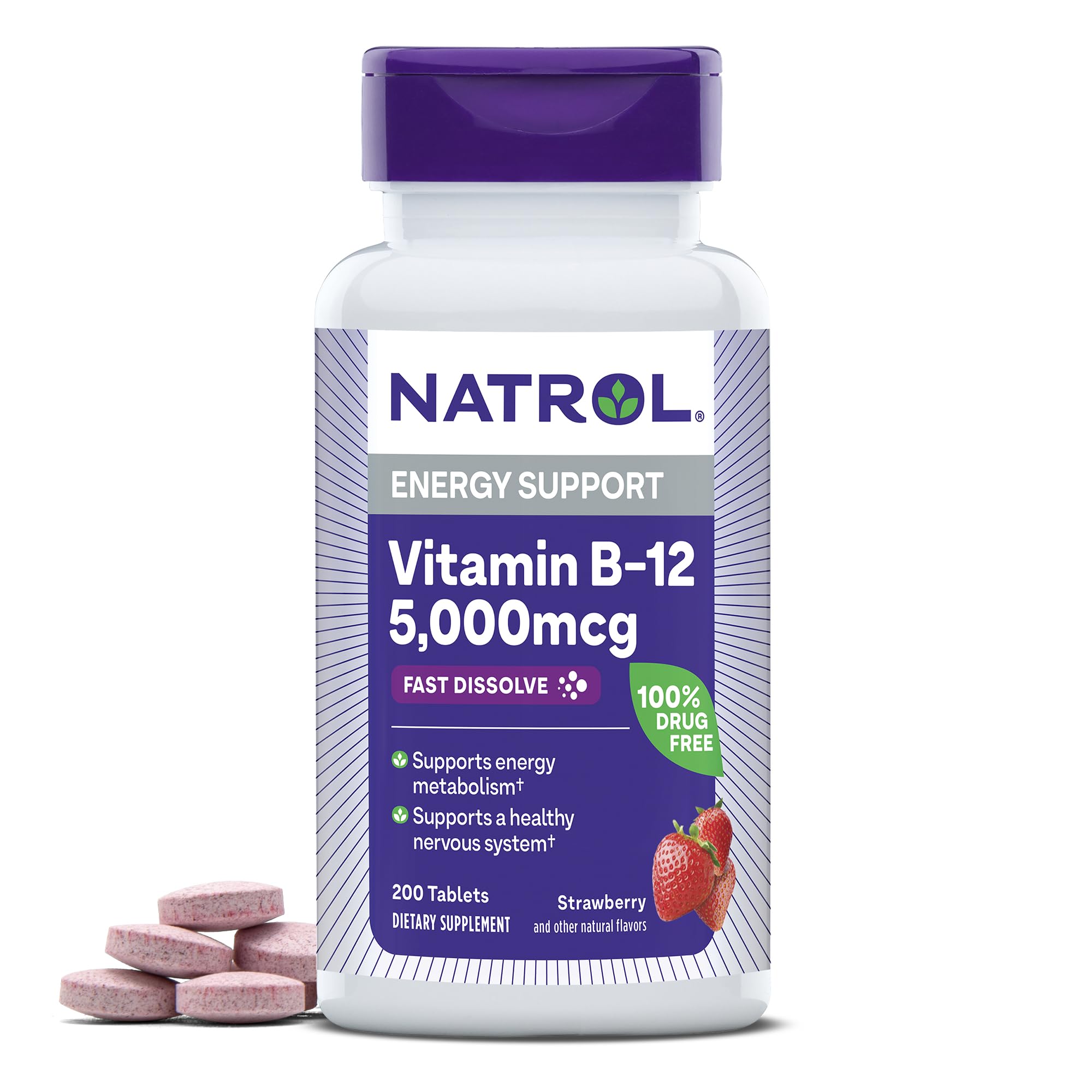 Natrol B12 5000 mcg fast-dissolve tablet ready for daily use