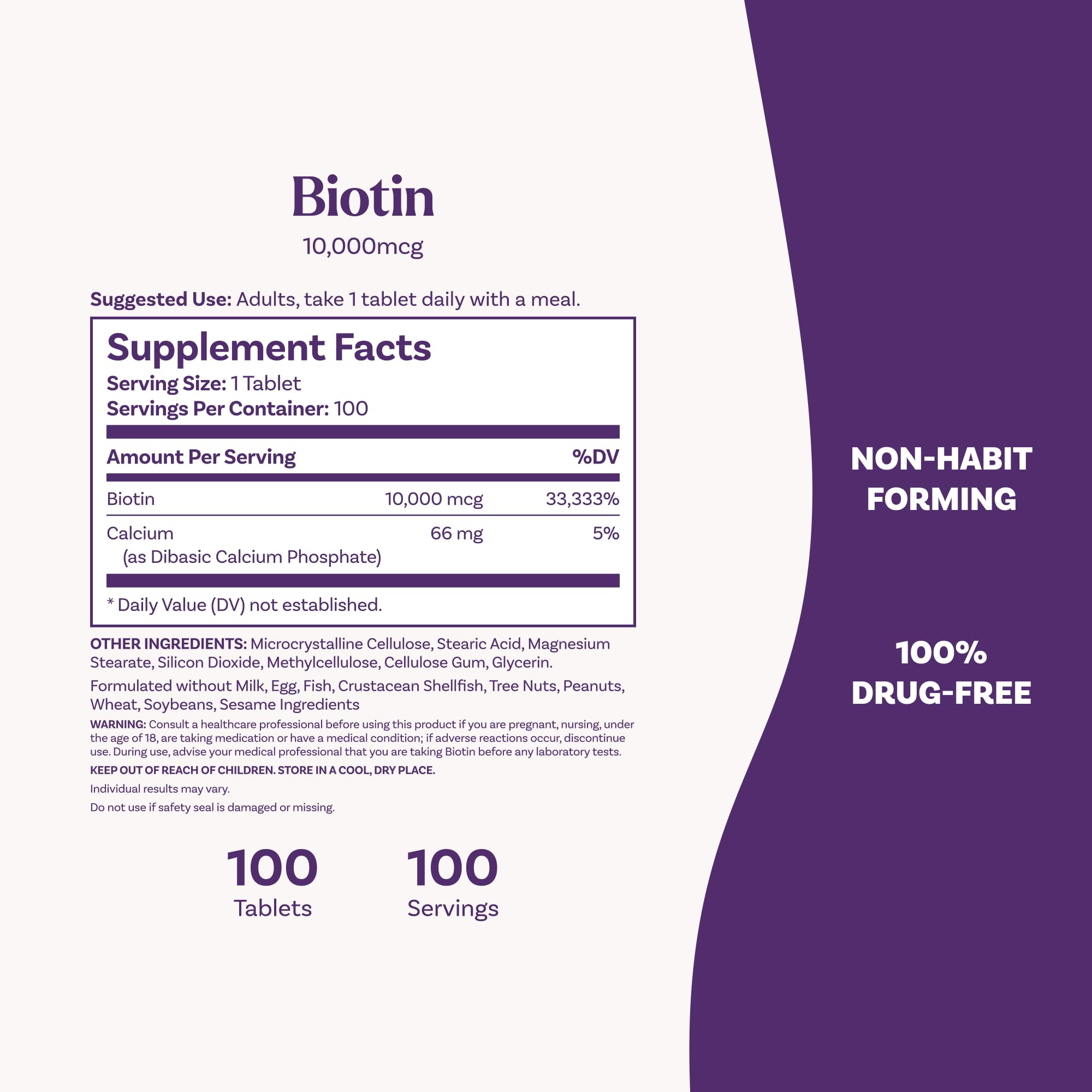 Natrol Beauty Biotin packaging highlights non-GMO status and veggie-friendly claim