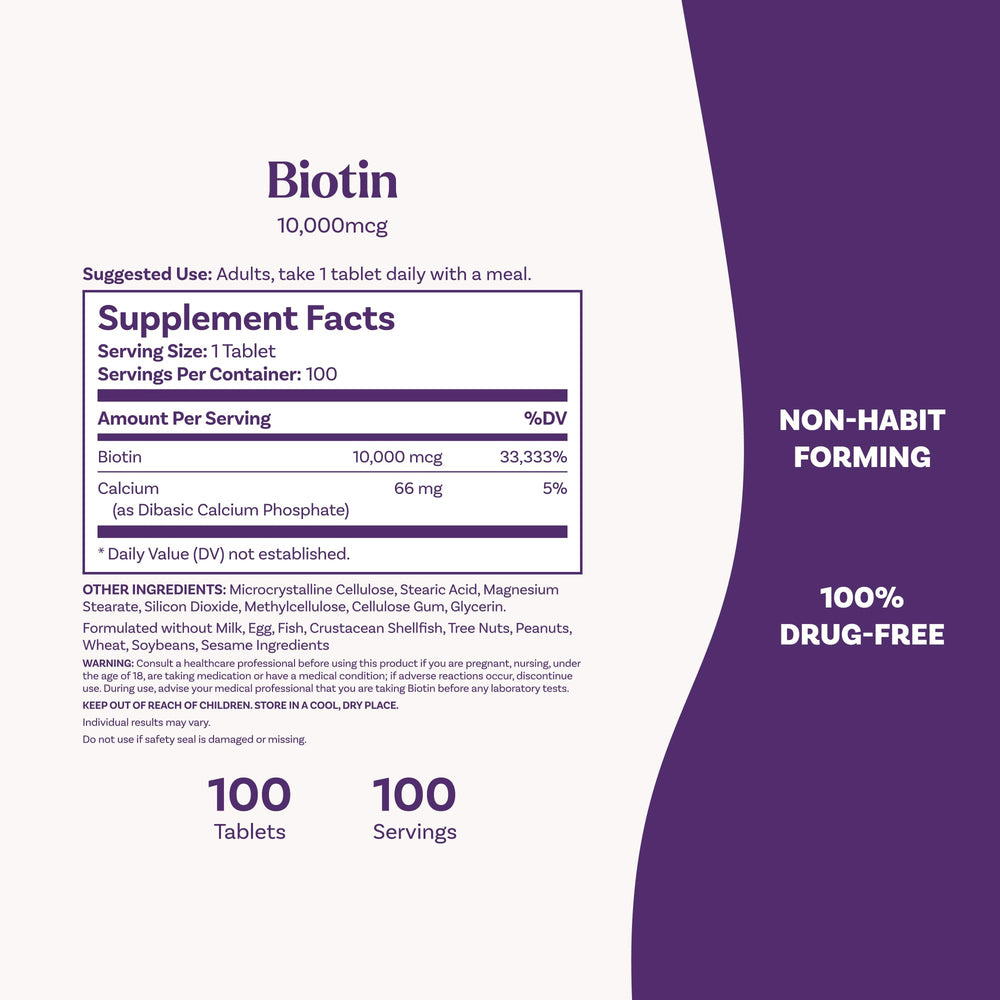Natrol Beauty Biotin packaging highlights non-GMO status and veggie-friendly claim