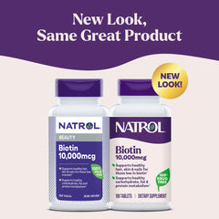 Natrol Beauty Biotin tablet close-up highlighting daily beauty support for hair wellness