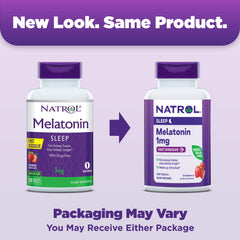 Natrol fast-dissolve melatonin 1mg tablets front view.