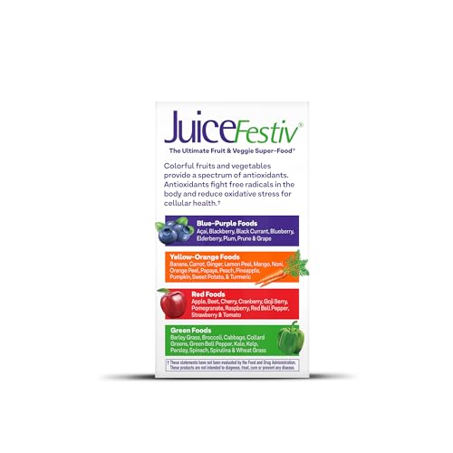 Natrol JuiceFestiv 30-day supply packaging suggests consistent use with a simple routine.
