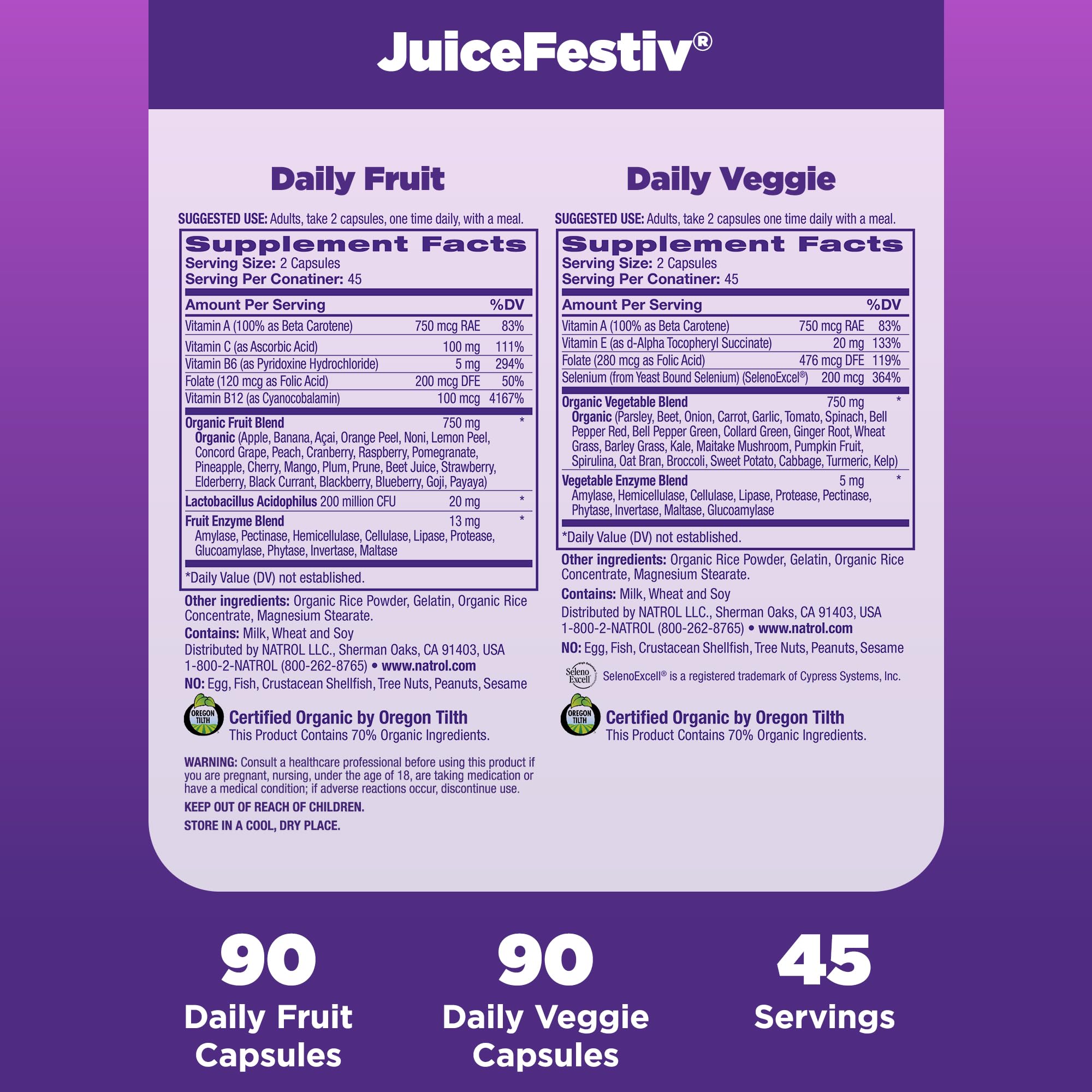 Natrol JuiceFestiv green superfood blend with spirulina and wheat grass.