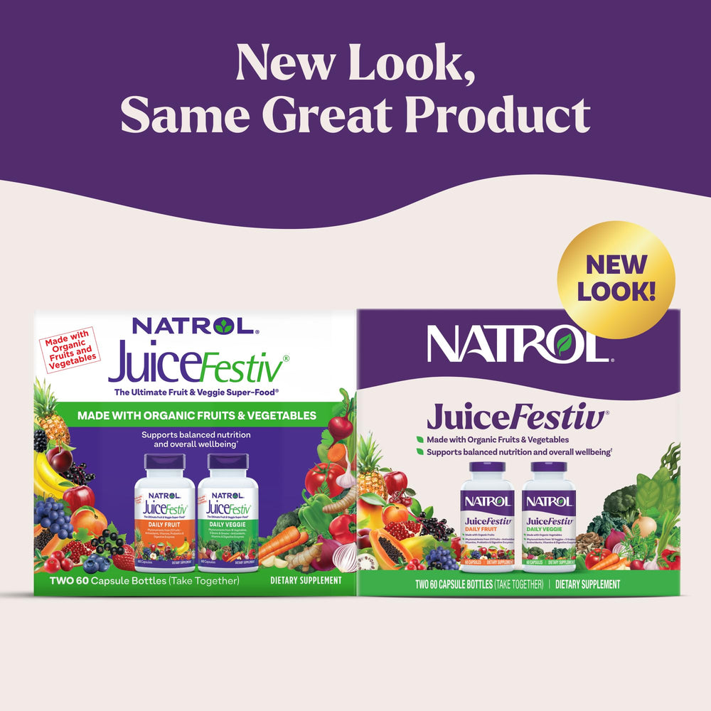 JuiceFestiv capsules showing probiotics and digestive enzymes for gut-friendly support.