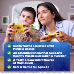 Natrol Kids Magnesium Citrate Gummies label closeup, clear ingredients and allergen-friendly claims.
