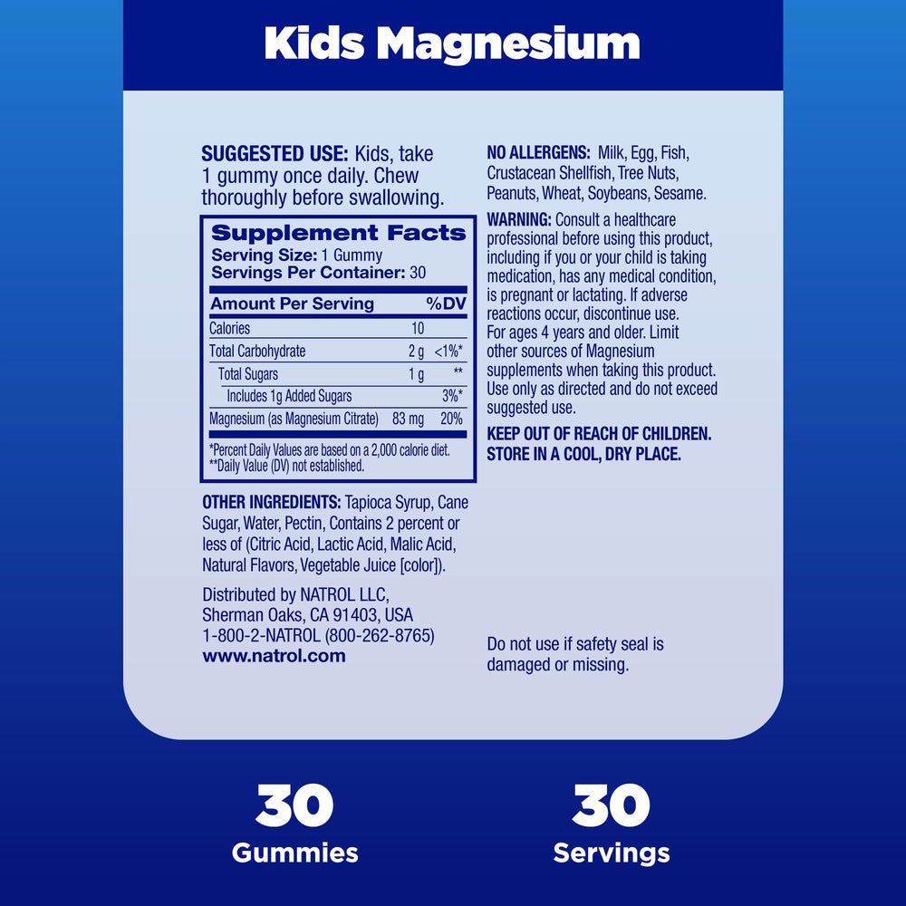 Natrol Kids Magnesium Citrate Gummies on plate, appealing snack-time option for bedtime routine.