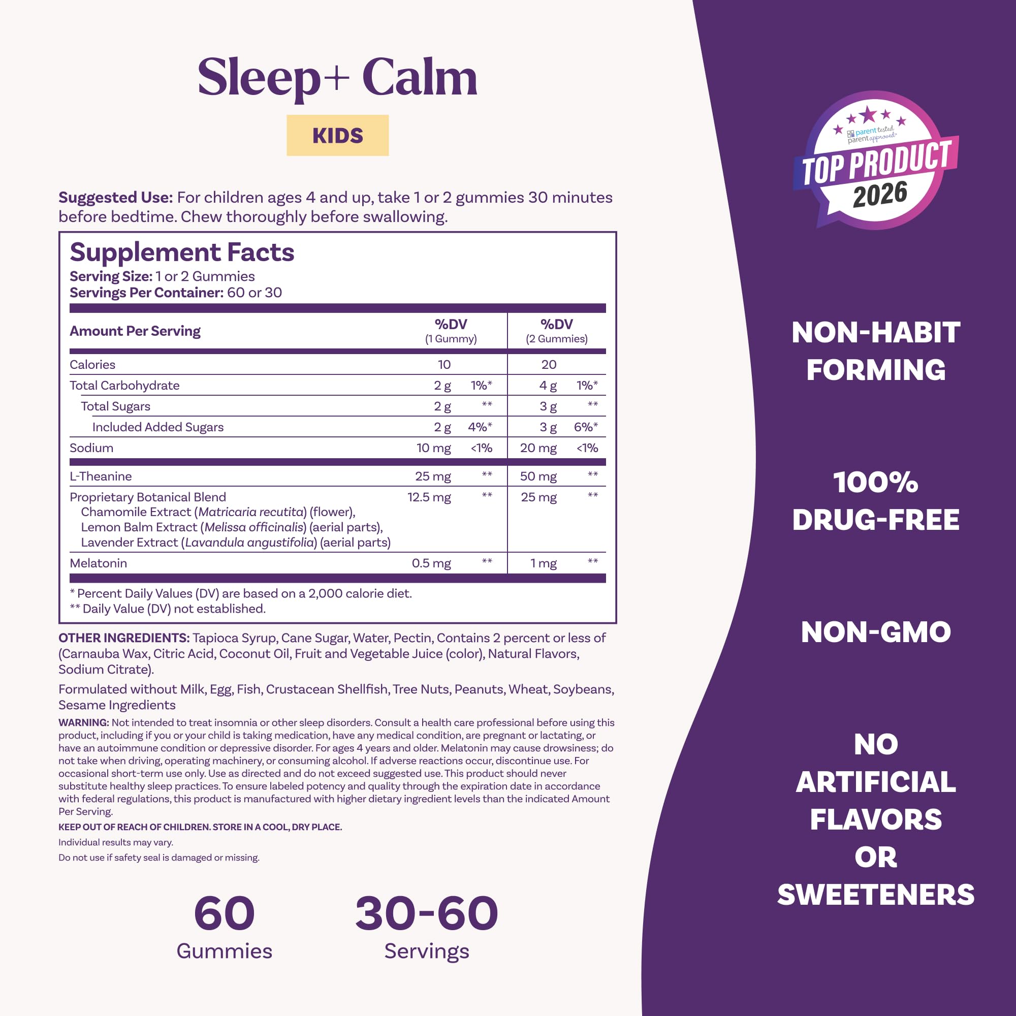 Natrol Kids Sleep Calm with 0.5 mg melatonin for gentle support.