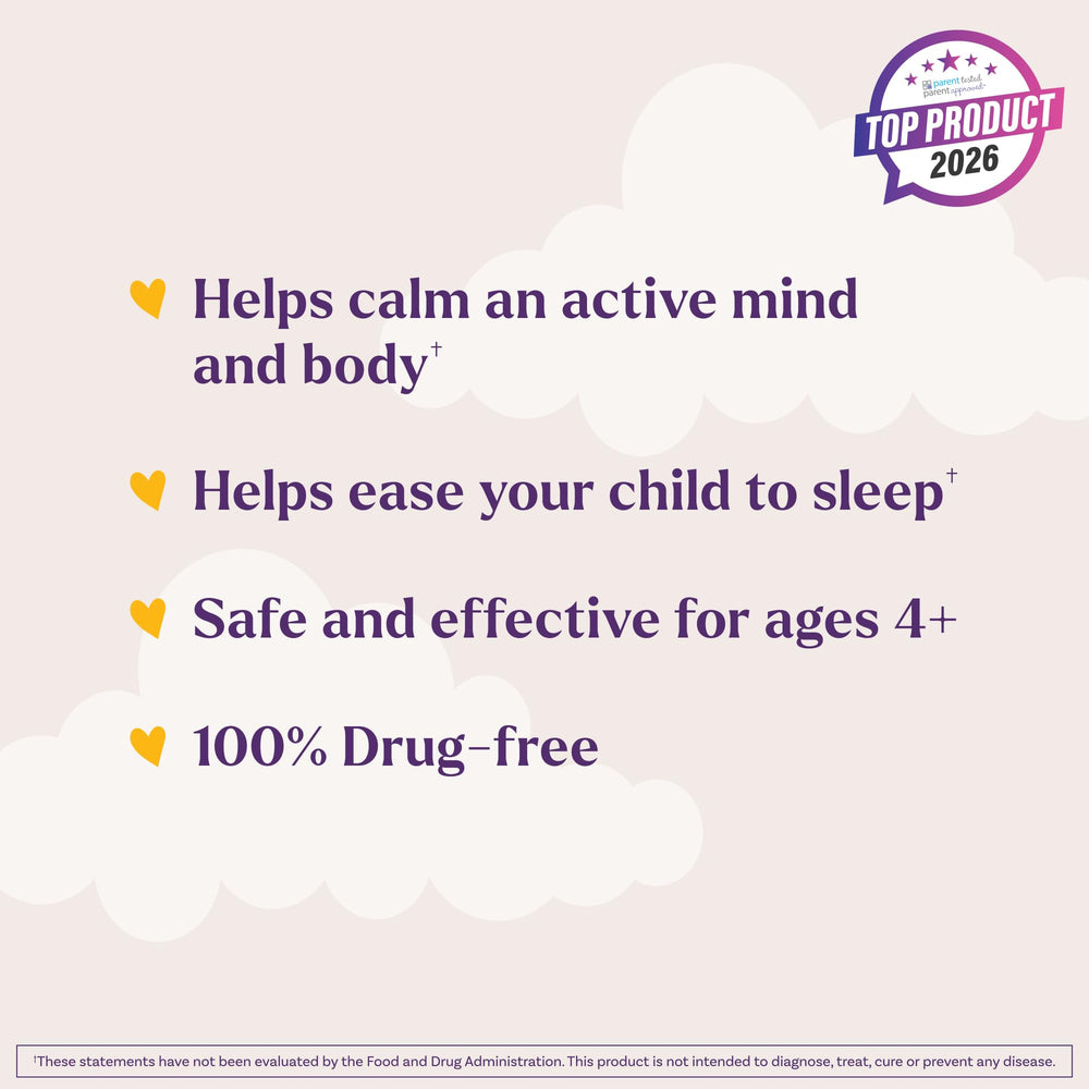 Natrol Kids Sleep Calm strawberry-flavored gummies with kid-friendly taste.