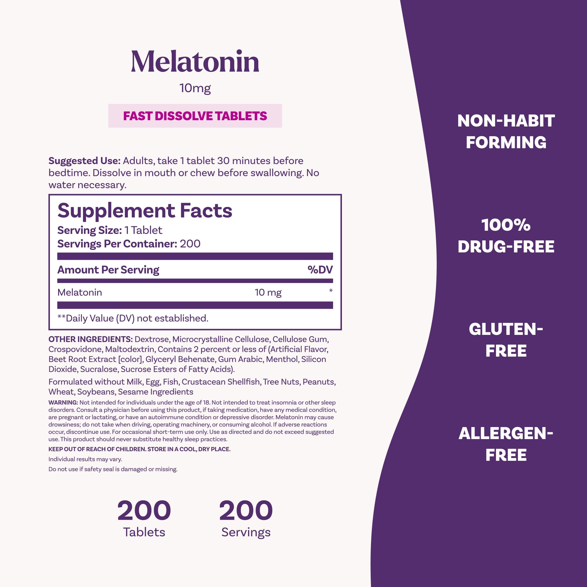 Natrol melatonin bottle beside a nighttime nightstand scene.