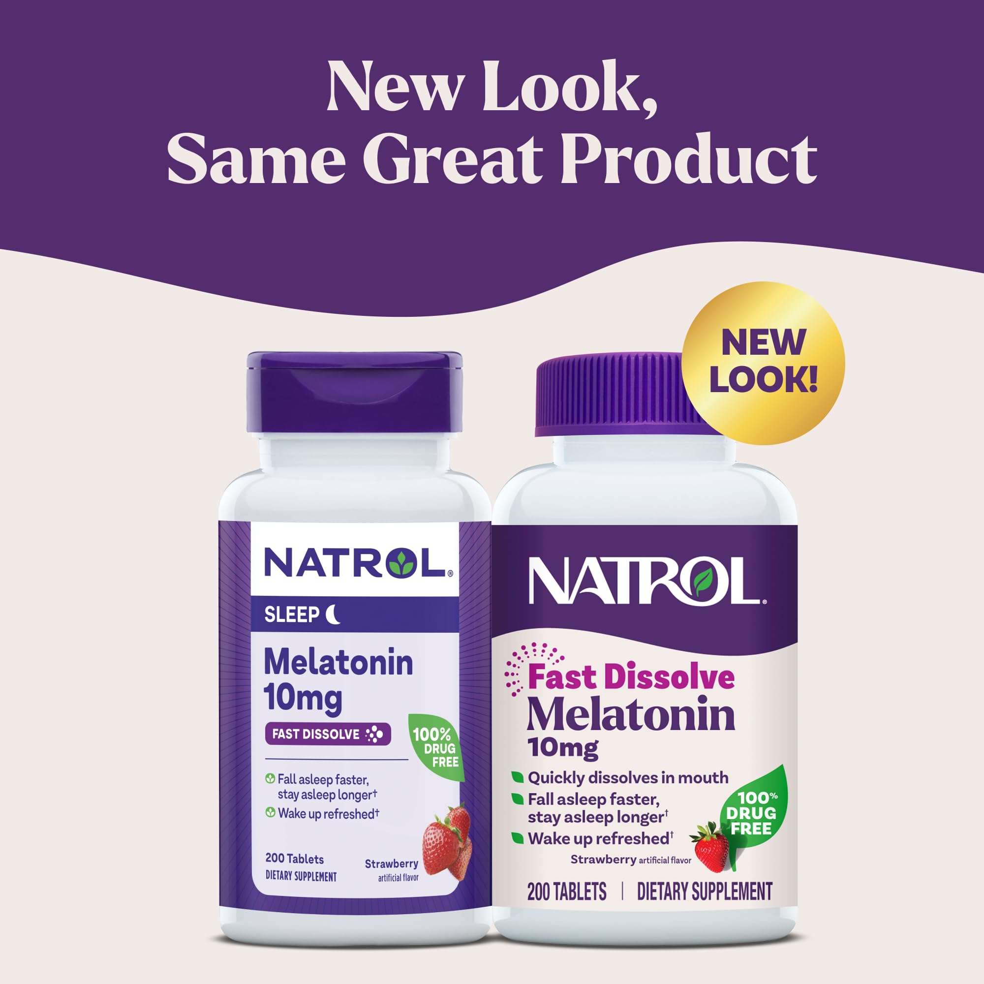 Natrol melatonin dissolving tablet on tongue for quick onset sleep.