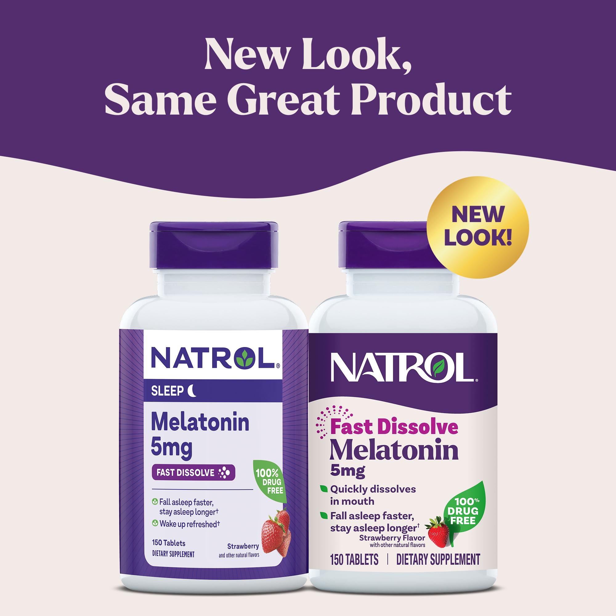 Natrol melatonin fast-dissolve tablet dissolves in mouth for convenience.