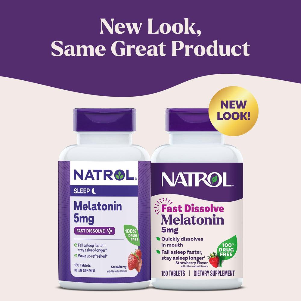 Natrol melatonin fast-dissolve tablet dissolves in mouth for convenience.