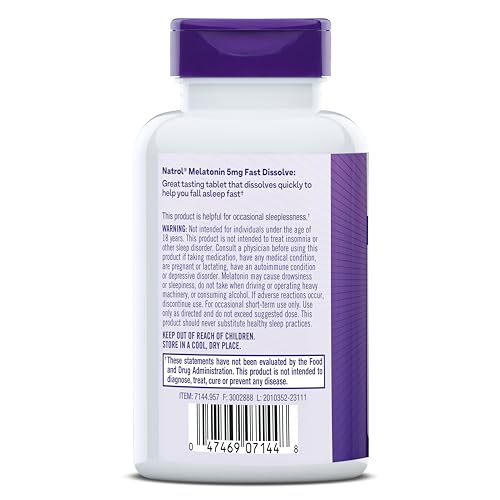 Natrol melatonin strawberry-flavor tablet ready to dissolve for quick sleep support.