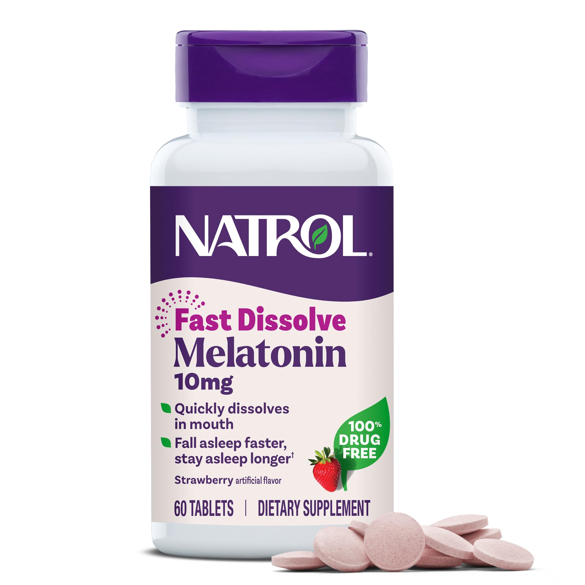 Natrol Melatonin strawberry bottle 60 count for easy nighttime support