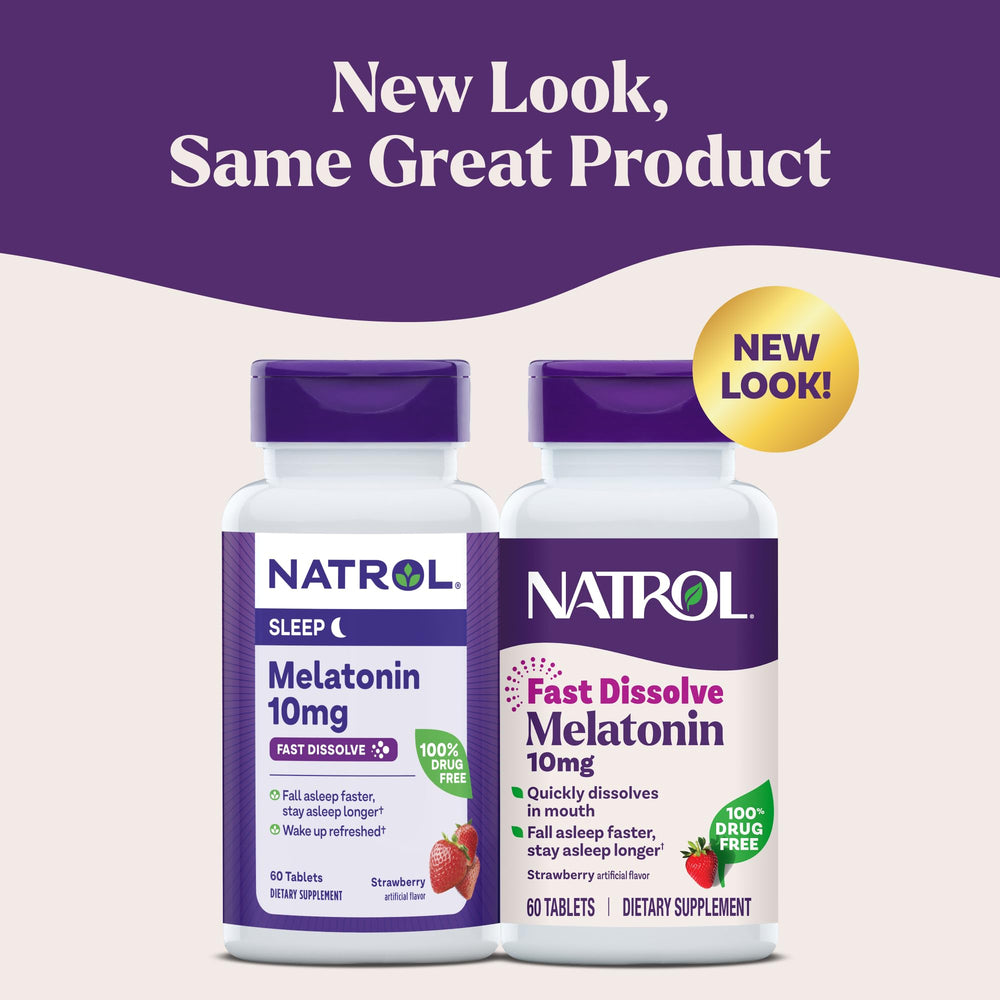 Natrol fast-dissolve strawberry tablet dissolves quickly for on-the-go sleep help