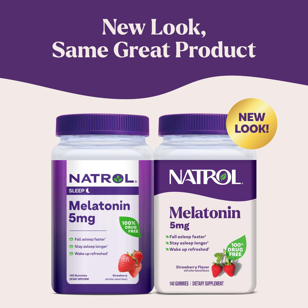 Close-up of Natrol 5mg strawberry gummies highlighting soft texture.