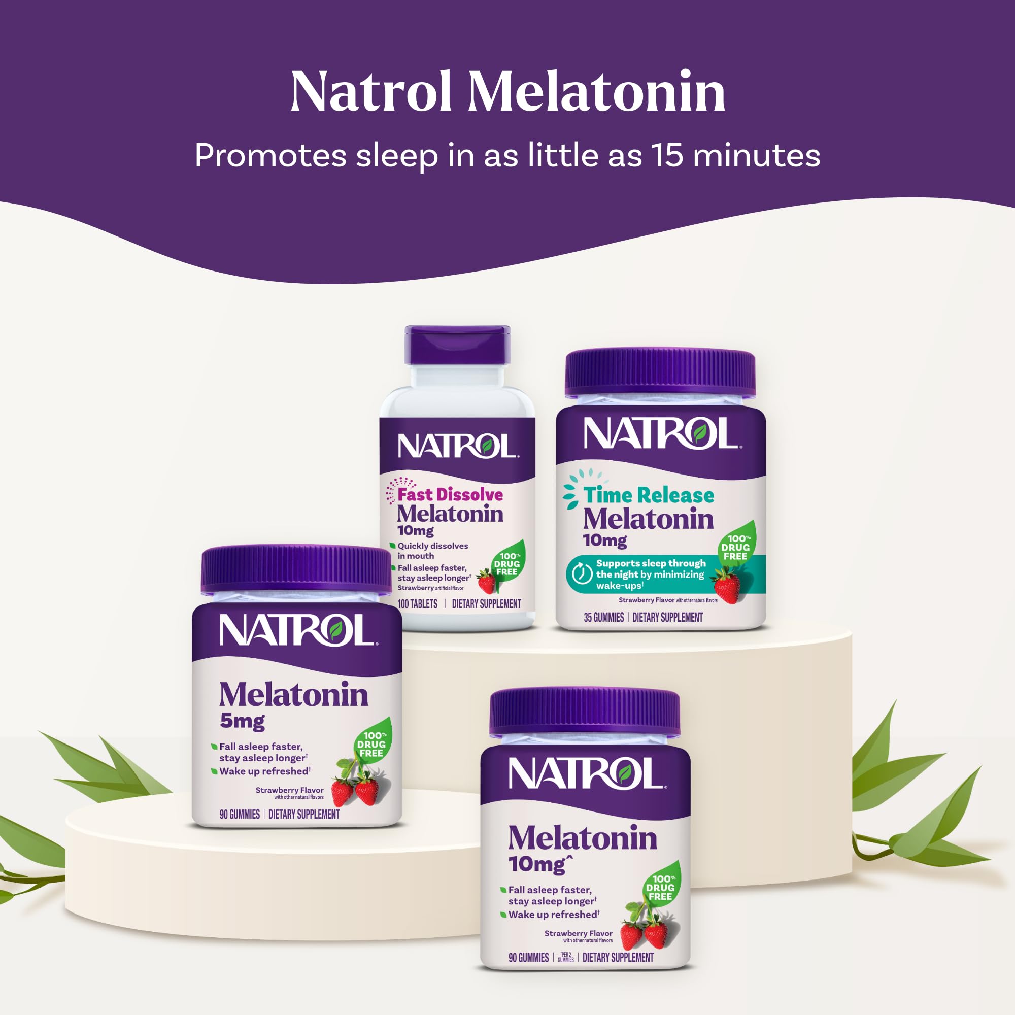 Natrol Melatonin Gummies adults nighttime scene for product page.