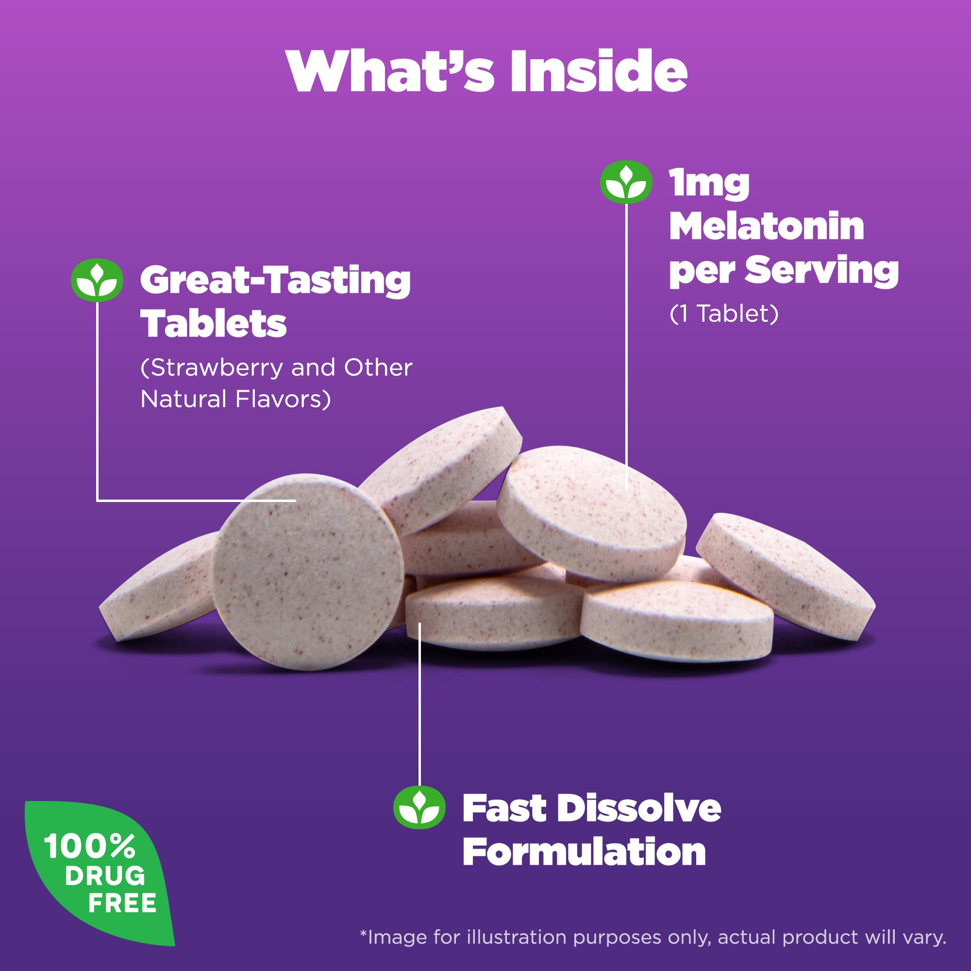 Strawberry flavored Natrol melatonin tablets for bedtime sleep support.