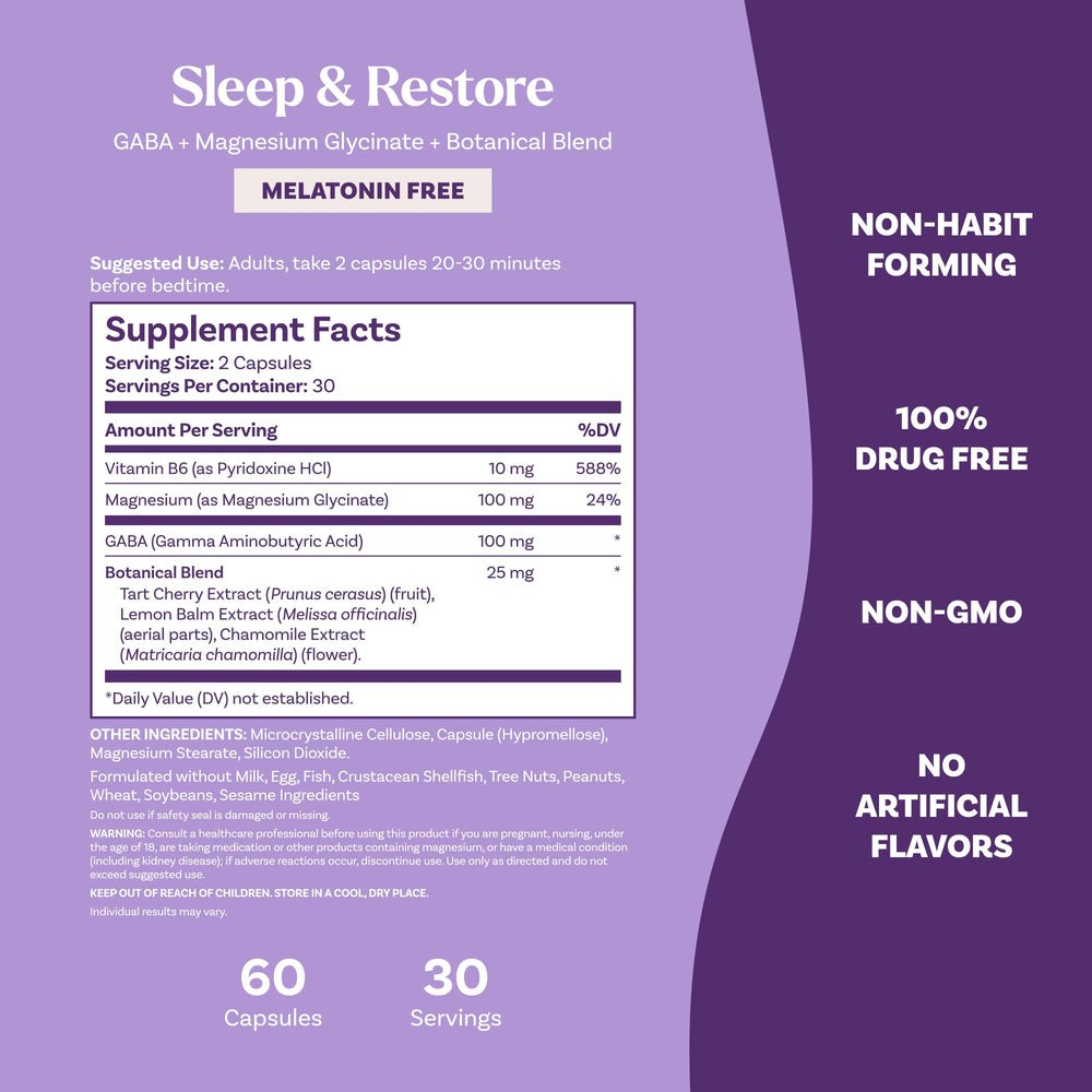 Natrol Sleep & Restore B6 image hints at support for regular nightly routines.