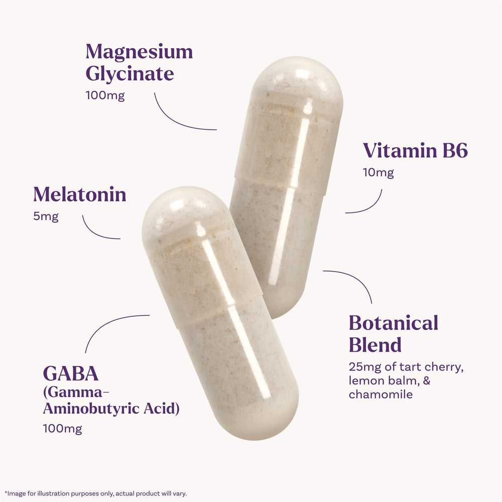 Natrol Sleep & Restore bottle side view highlighting a 30-day supply.