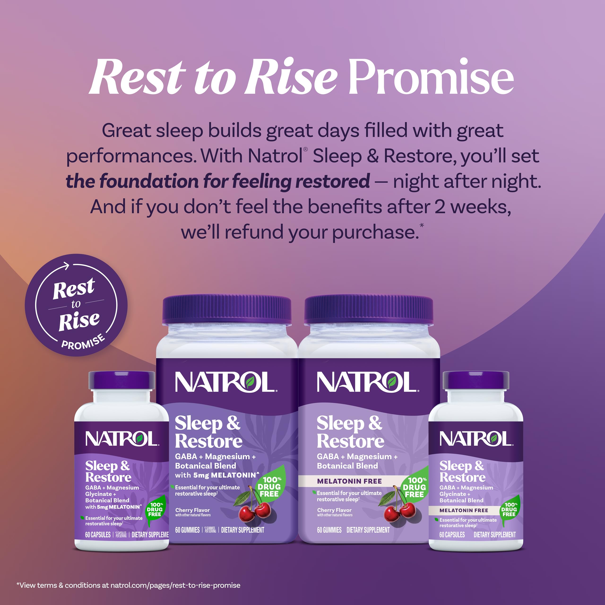 Front label shows Natrol Sleep + Restore