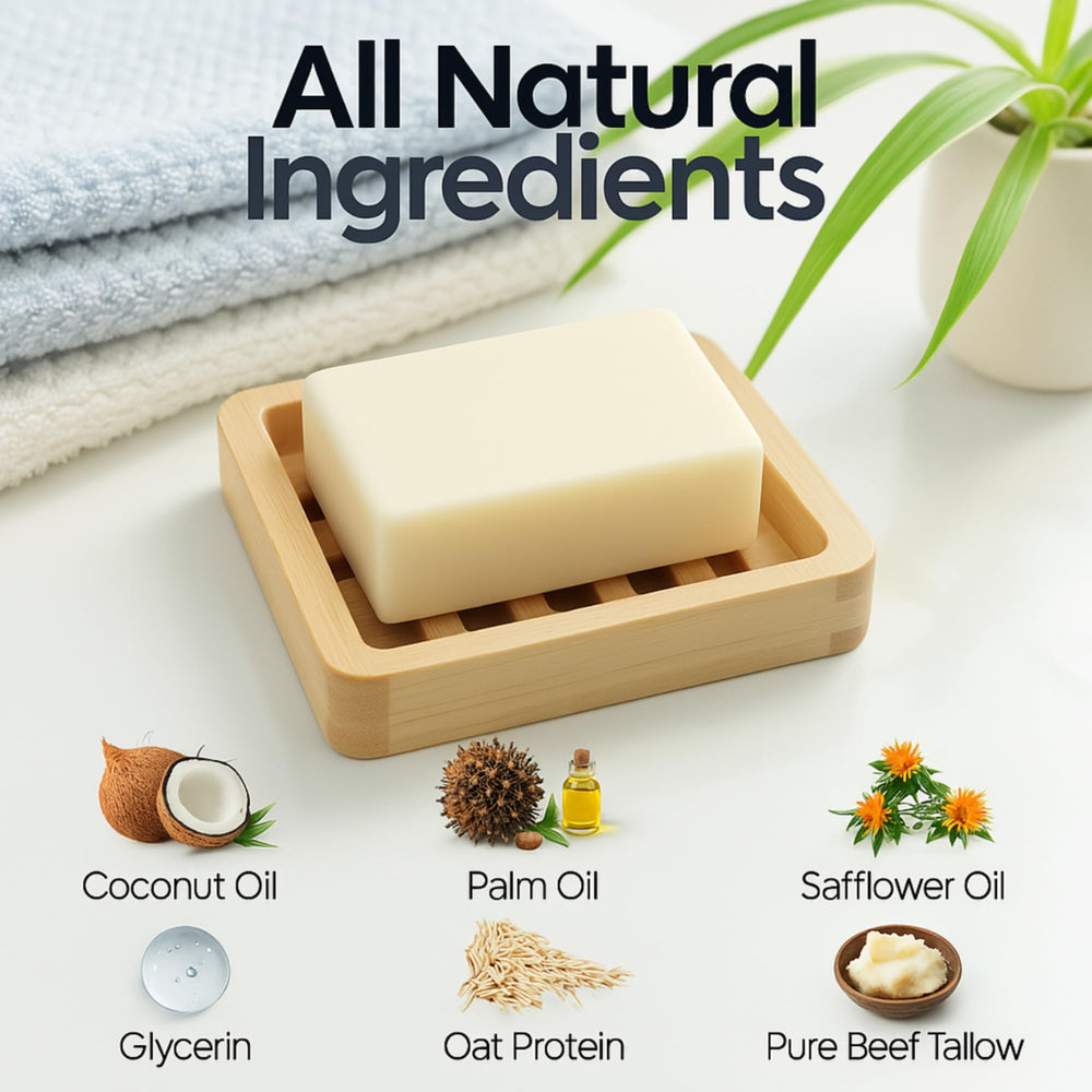 Natrulo soap for eczema-prone skin—unscented and hypoallergenic.