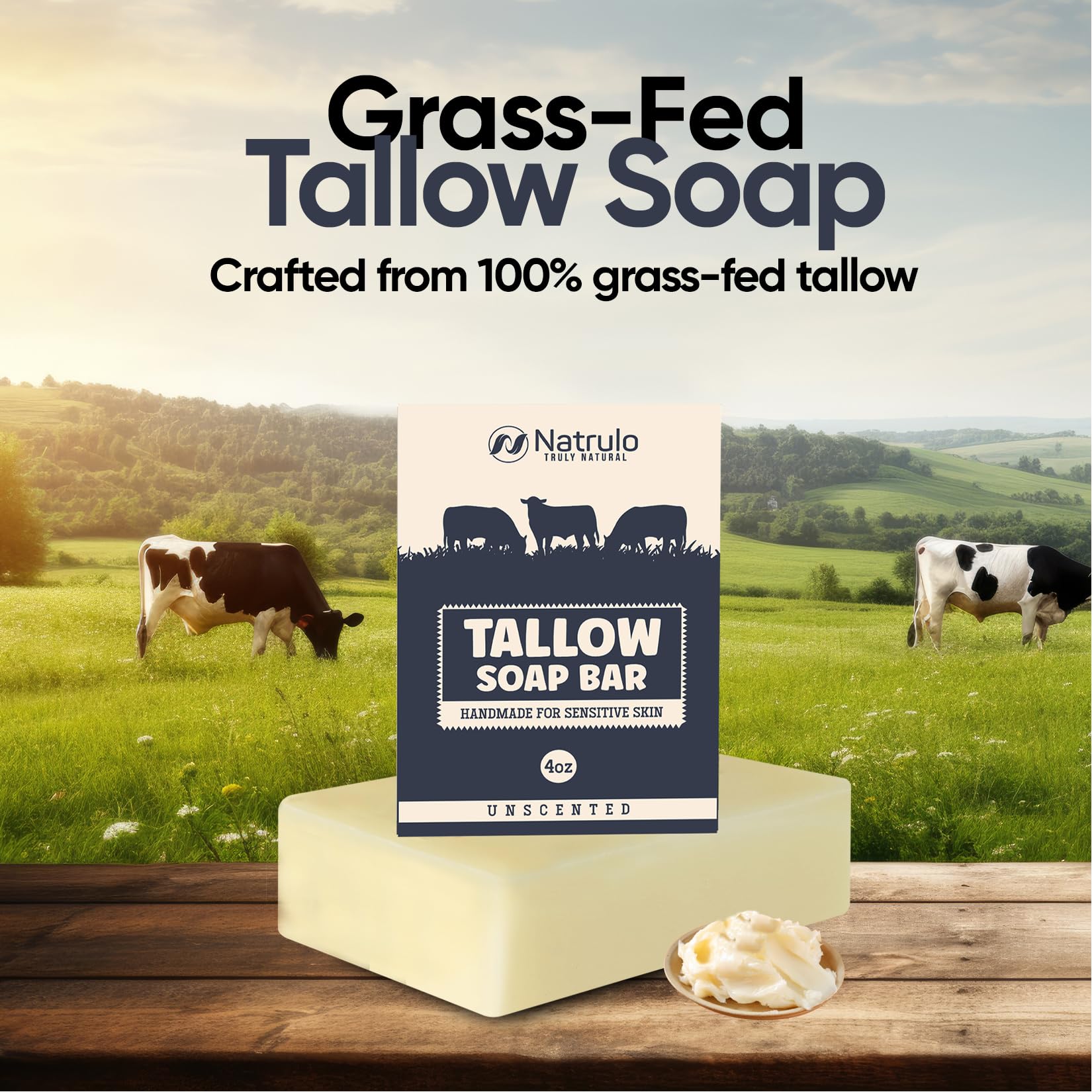 Made in the USA Natrulo beef tallow soap bar.