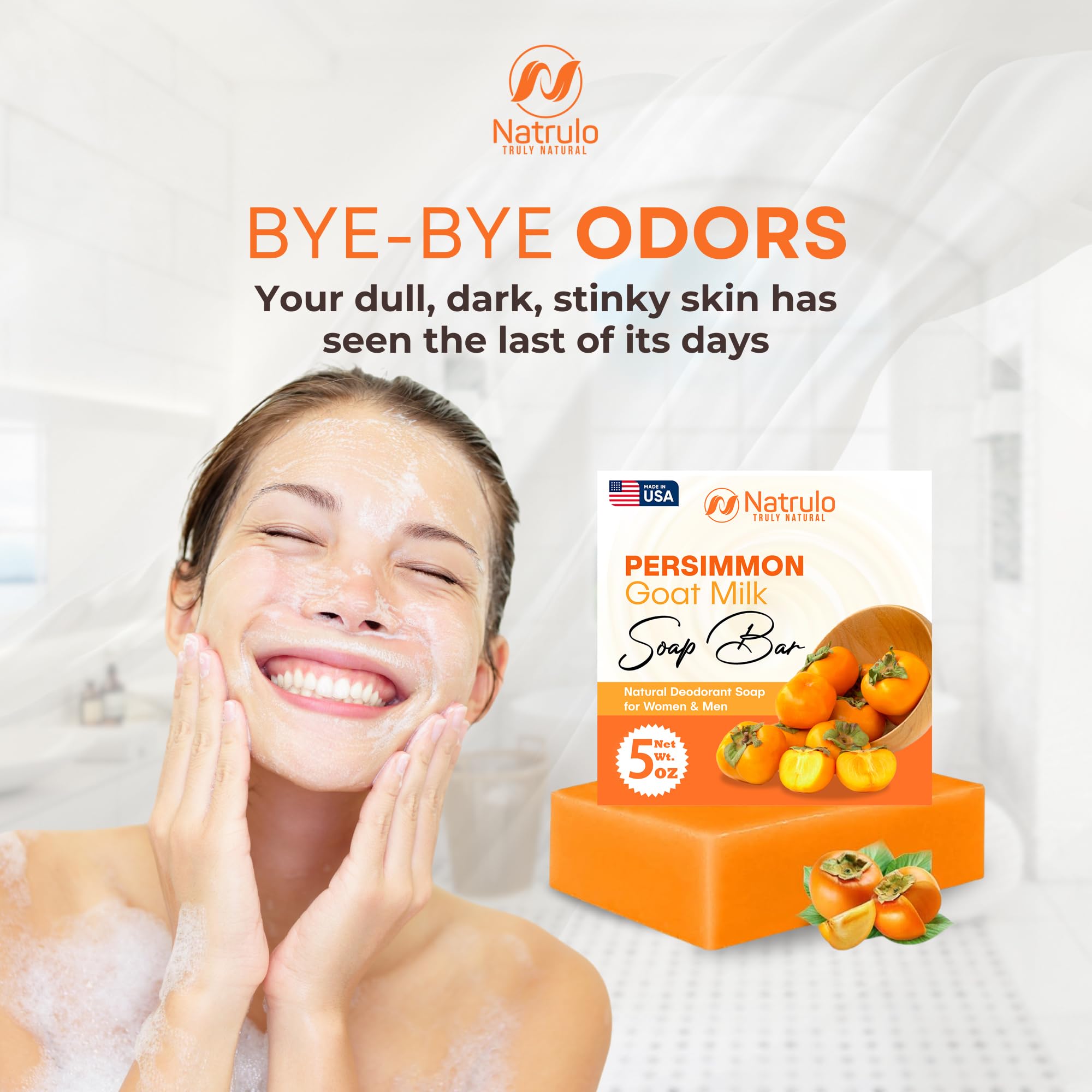 Natrulo Persimmon Goat Milk Soap finish hints at brighter-looking skin