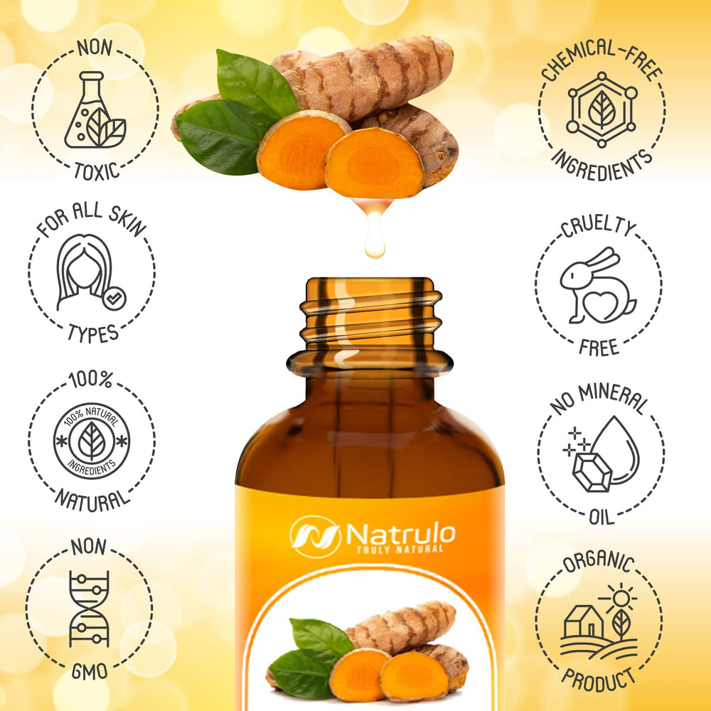 Natrulo Turmeric Oil texture-closeup reveals natural amber hue and purity.