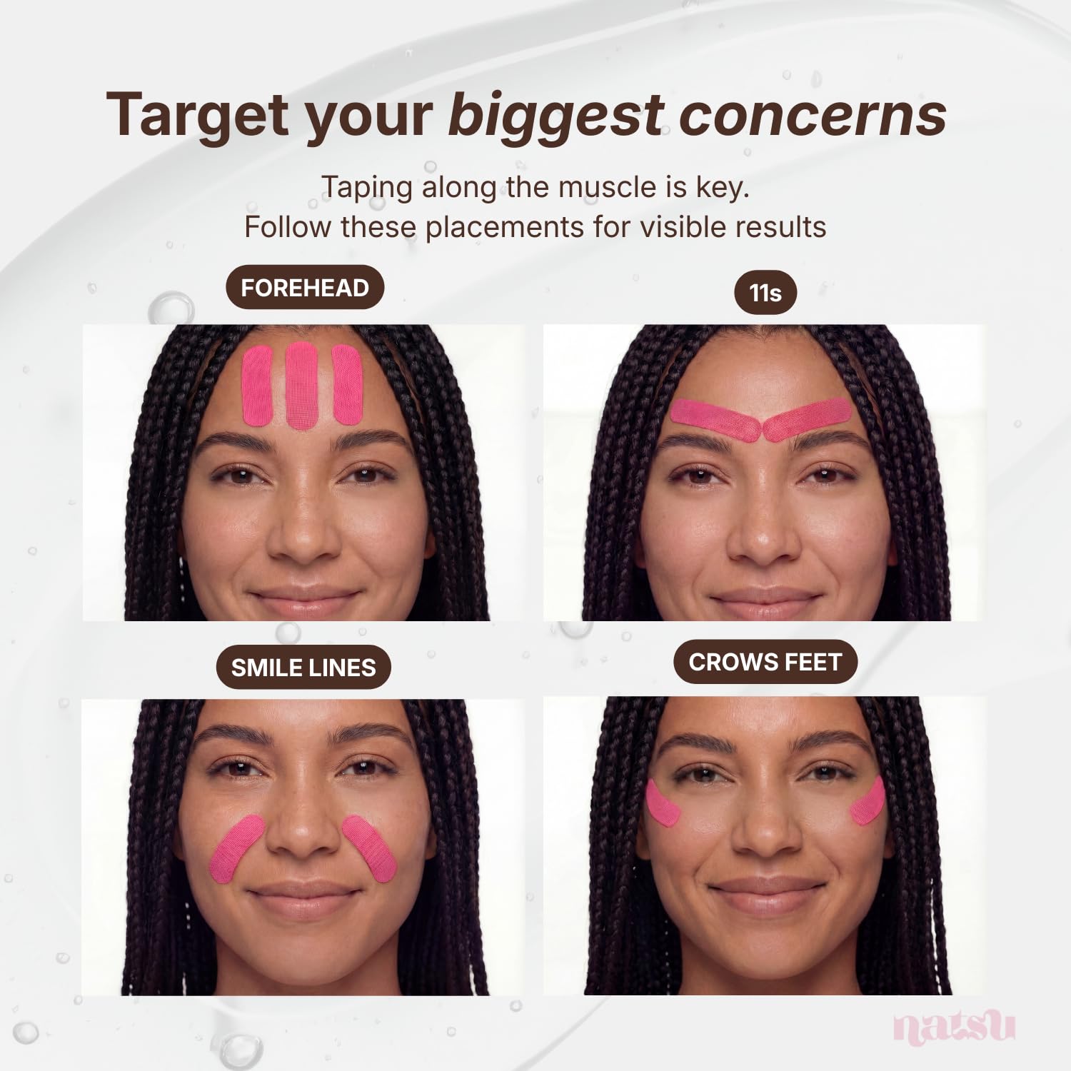 Natsu Overnight Patches on smile lines provide gentle support for relaxed features.