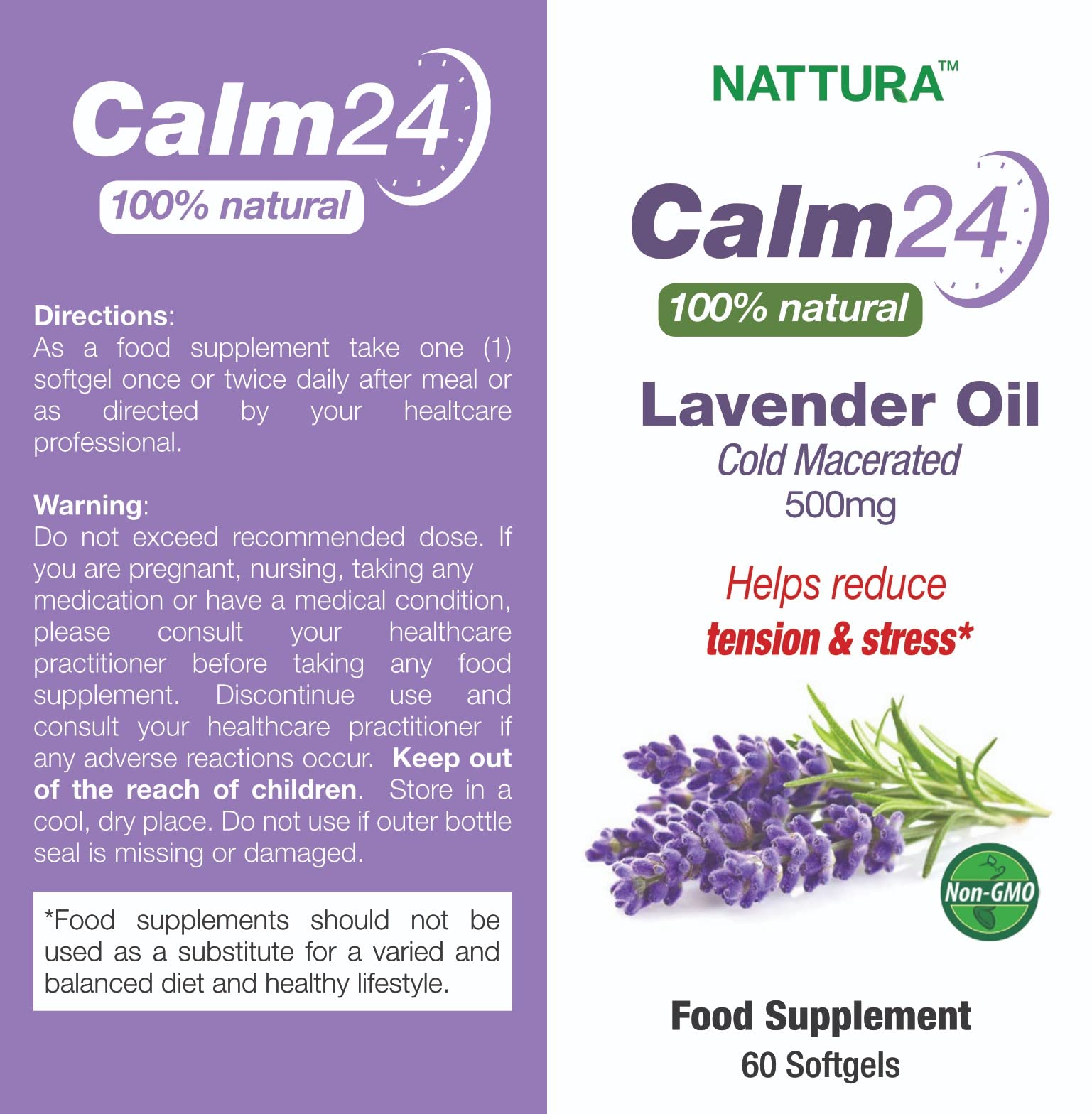 Close-up of Nattura Calm Aid softgels, small and easy-to-swallow for daily calm.